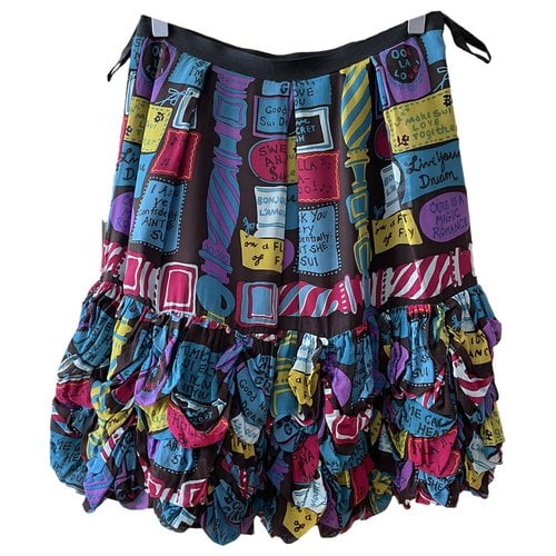Pre-owned Anna Sui Silk Mini Skirt In Multicolour