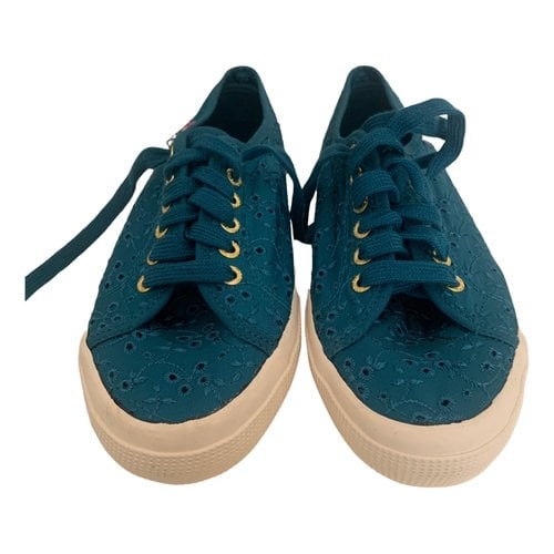 Pre-owned Superga Cloth Trainers In Turquoise