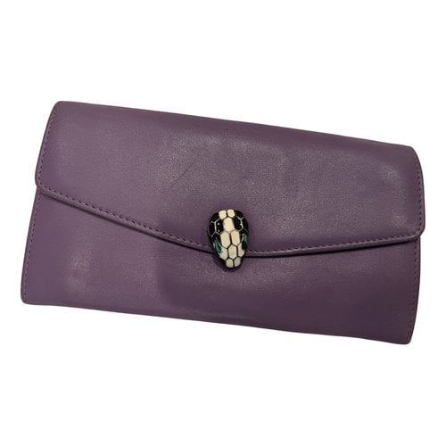 Pre-owned Bvlgari Serpenti Leather Wallet In Purple
