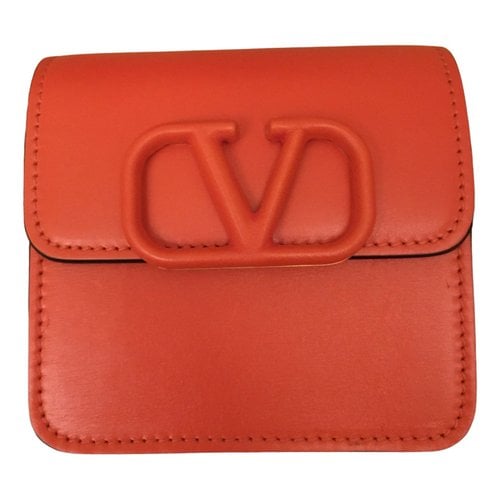 Pre-owned Valentino Garavani Vsling Leather Crossbody Bag In Orange