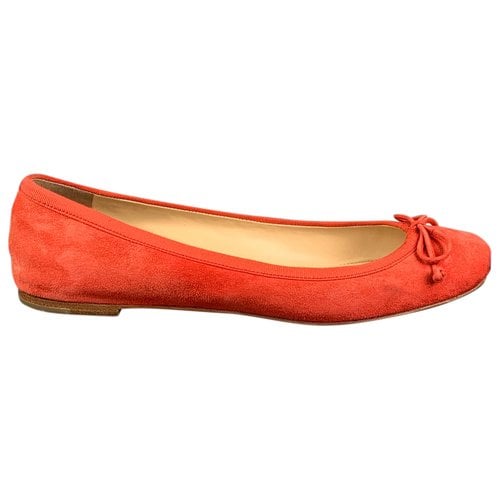 Pre-owned Christian Louboutin Flats In Orange