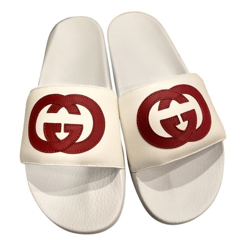 Pre-owned Gucci Leather Sandals In White