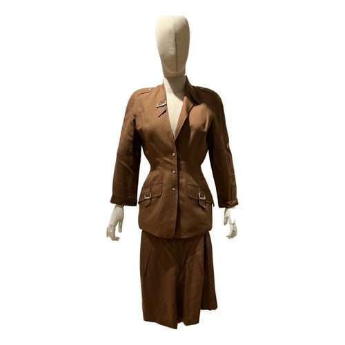 Pre-owned Mugler Linen Suit Jacket In Brown