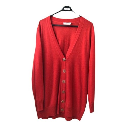 Pre-owned Tory Burch Wool Cardigan In Red