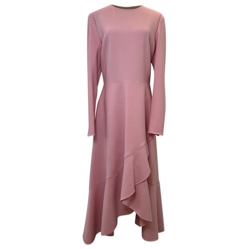 Pre-owned Oscar De La Renta Wool Mid-length Dress In Pink