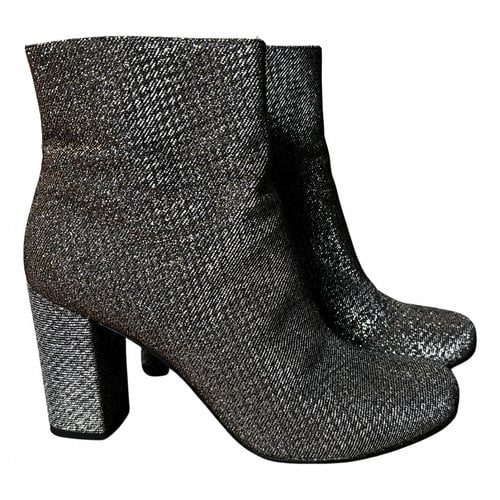 Pre-owned Saint Laurent Cloth Ankle Boots In Metallic