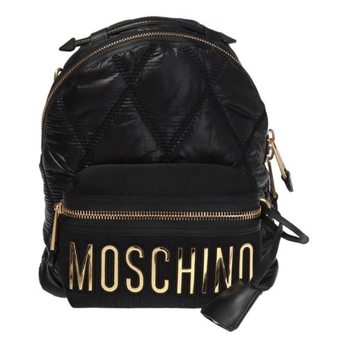 Pre-owned Moschino Leather Backpack In Black
