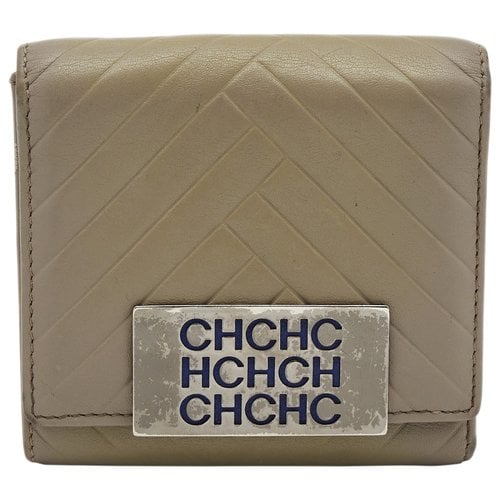 Pre-owned Carolina Herrera Leather Wallet In Grey