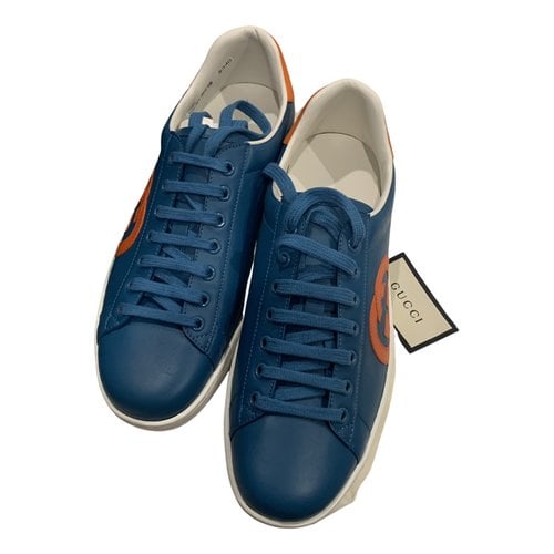 Pre-owned Gucci Ace Leather Low Trainers In Orange