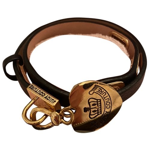Pre-owned Juicy Couture Leather Bracelet In Black