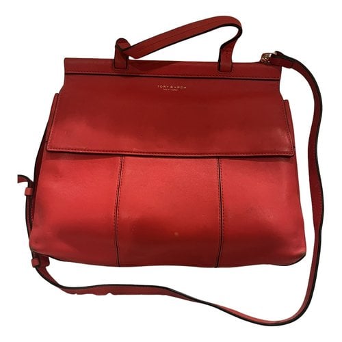 Pre-owned Tory Burch Leather Satchel In Red