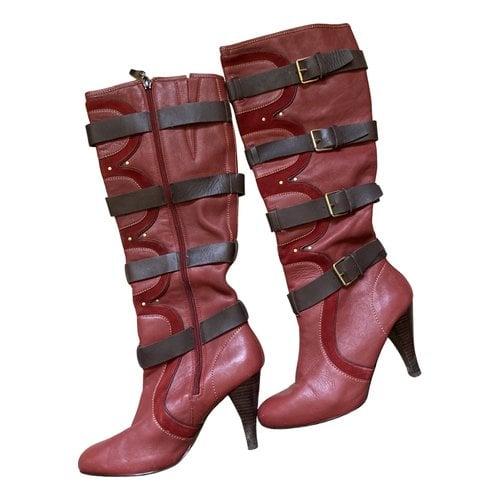 Pre-owned Ted Baker Leather Boots In Red