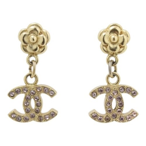Pre-owned Chanel Crystal Earrings In Gold