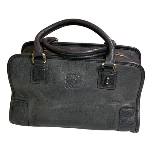 Pre-owned Loewe Amazona Leather Handbag In Black