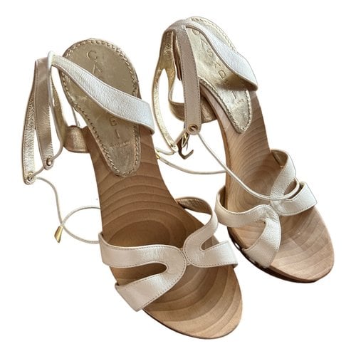 Pre-owned Casadei Leather Sandal In White