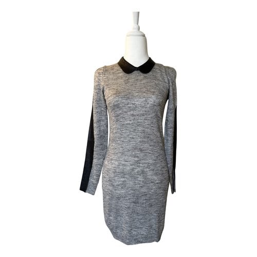 Pre-owned Maje Wool Mini Dress In Grey