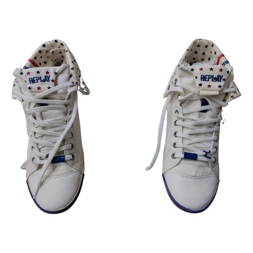 Pre-owned Replay Cloth Trainers In White