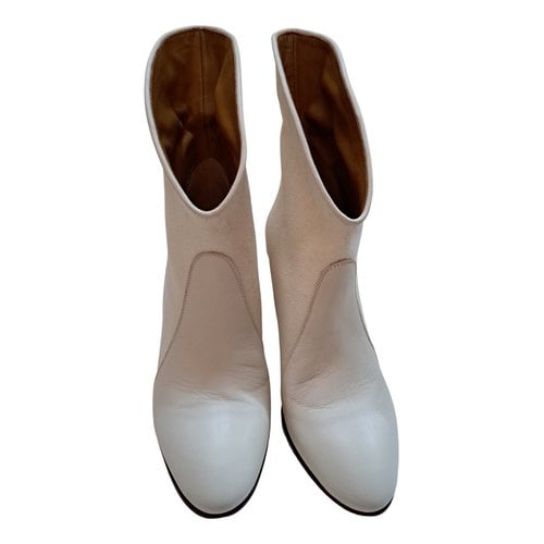 Pre-owned Chloé Cloth Ankle Boots In White
