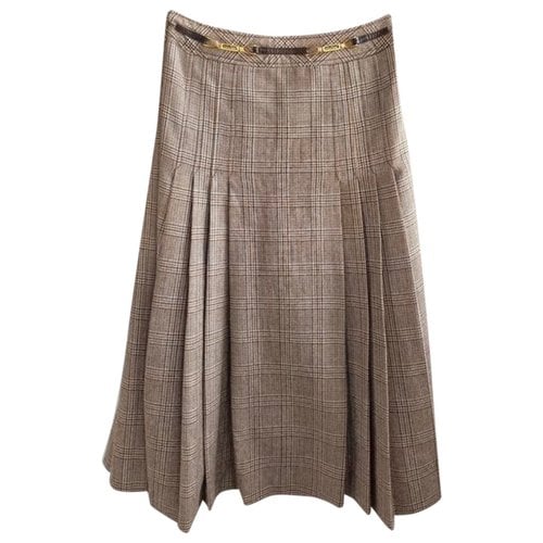 Pre-owned Celine Wool Mid-length Skirt In Beige