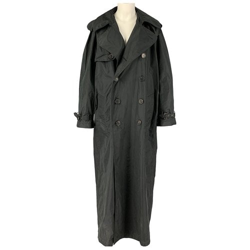 Pre-owned Jean Paul Gaultier Silk Trench Coat In Black