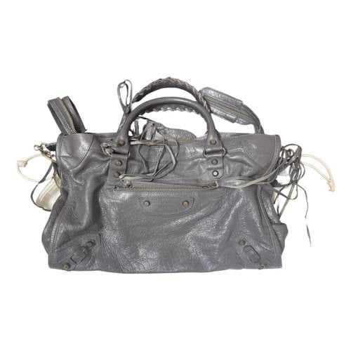 Pre-owned Balenciaga City Glitter Handbag In Grey
