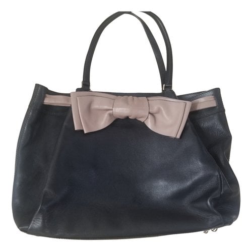 Pre-owned Valentino Garavani Demilune Leather Handbag In Black