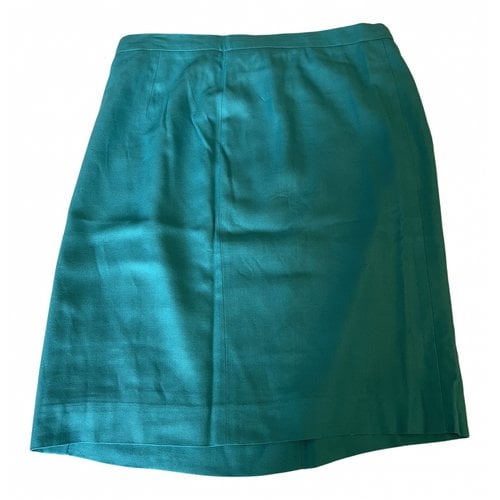 Pre-owned Givenchy Linen Mid-length Skirt In Turquoise