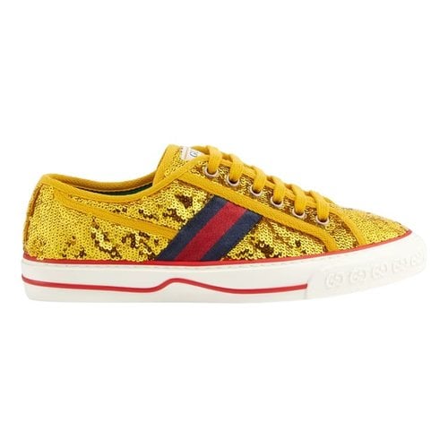 Pre-owned Gucci Tennis 1977 Cloth Trainers In Gold