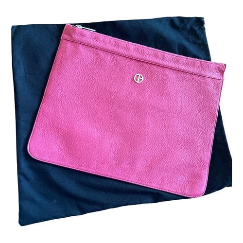 Pre-owned Giorgio Armani Leather Clutch Bag In Pink