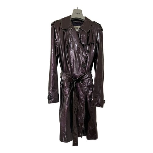Pre-owned Burberry Patent Leather Trench Coat In Purple