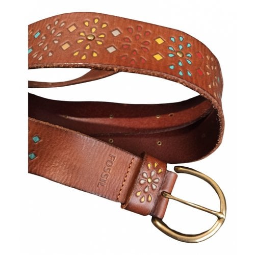 Pre-owned Fossil Leather Belt In Brown