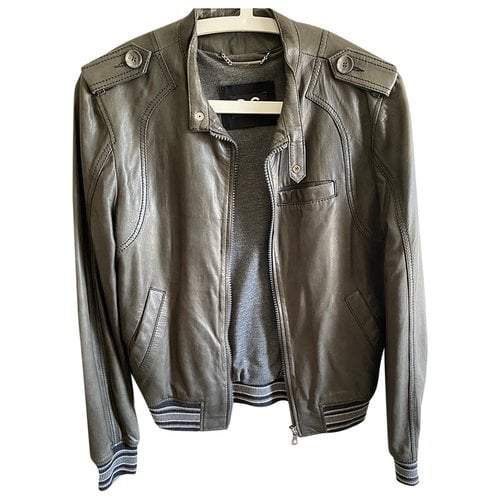 Pre-owned D&g Leather Jacket In Grey