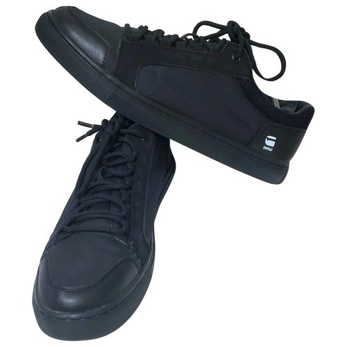 Pre-owned G-star Raw Leather Low Trainers In Black