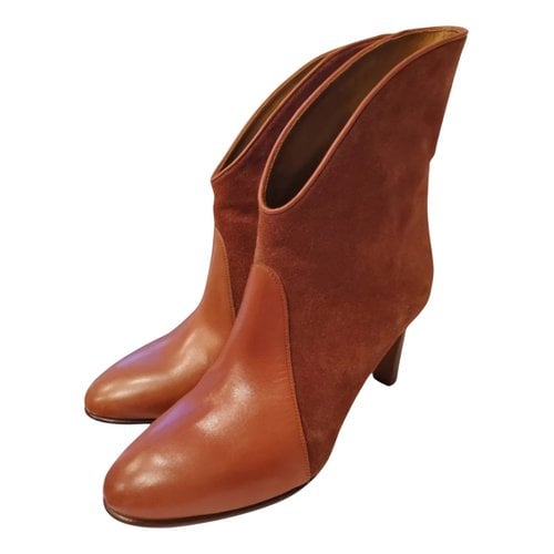 Pre-owned Chloé Leather Ankle Boots In Brown
