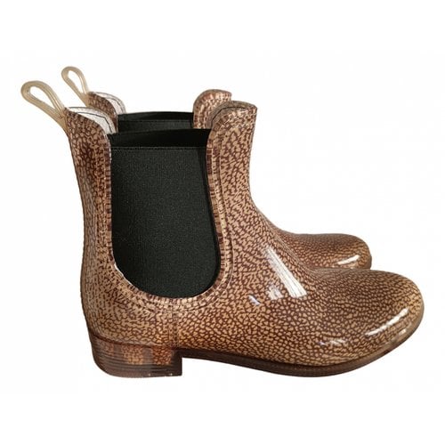 Pre-owned Borbonese Ankle Boots In Camel