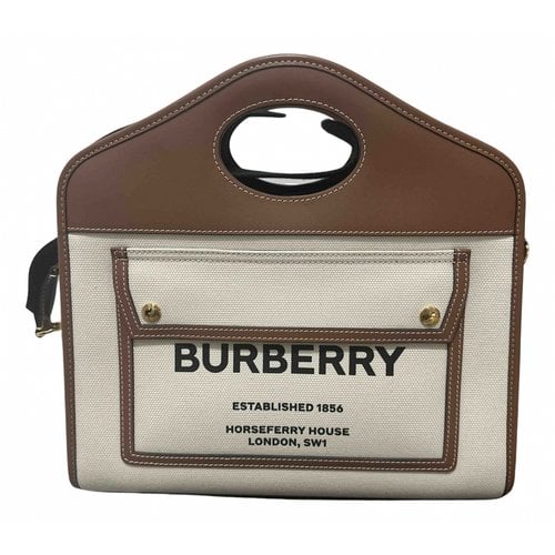 Pre-owned Burberry Pocket Leather Crossbody Bag In Beige