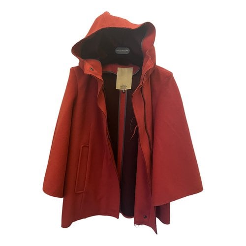 Pre-owned Cnc Wool Cape In Red