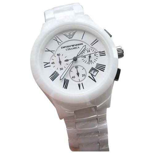 Pre-owned Emporio Armani Watch In White
