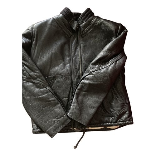 Pre-owned Giorgio Armani Leather Biker Jacket In Black