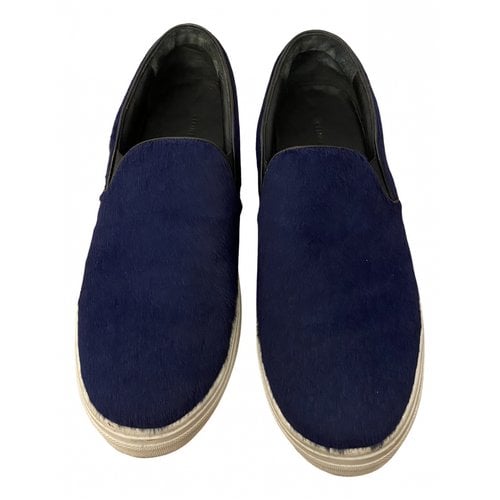 Pre-owned Celine Pull On Pony-style Calfskin Trainers In Navy