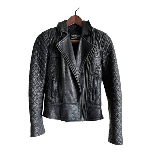Pre-owned Allsaints Leather Biker Jacket In Black