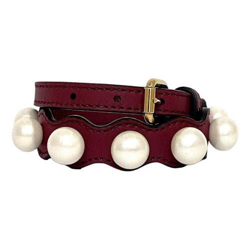 Pre-owned Fendi Leather Bracelet In Red