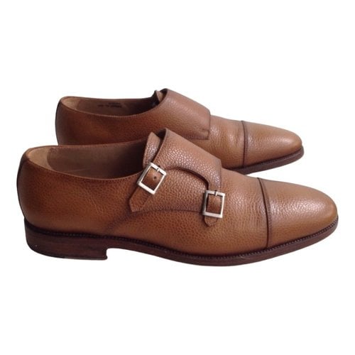 Pre-owned Georges Leather Flats In Camel