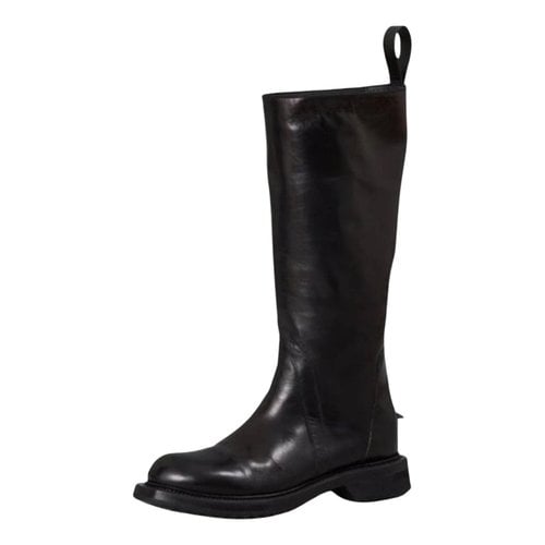 Pre-owned Rick Owens Leather Boots In Black