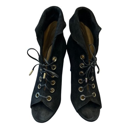 Pre-owned Aquazzura Open Toe Boots In Black
