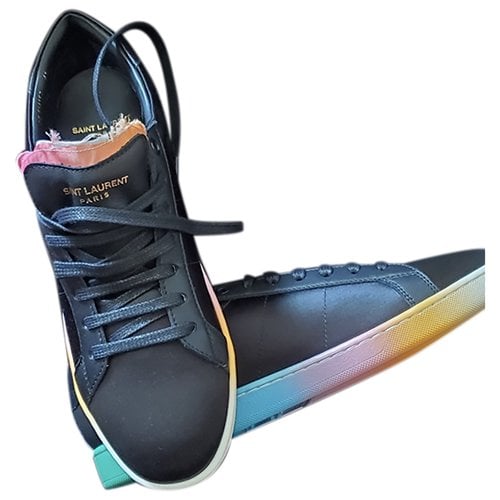 Pre-owned Saint Laurent Cloth Trainers In Black