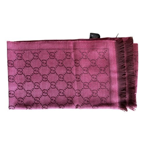 Pre-owned Gucci Wool Scarf In Burgundy