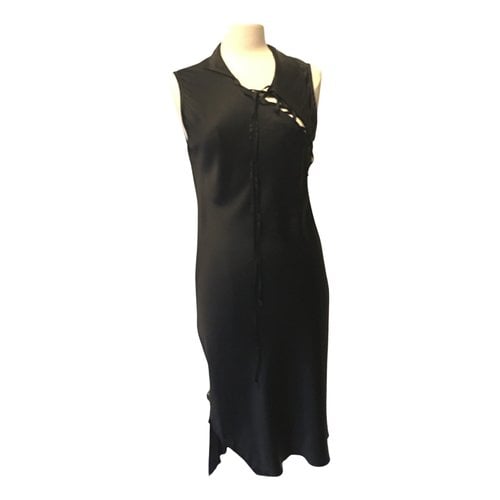 Pre-owned Ann Demeulemeester Silk Mid-length Dress In Black