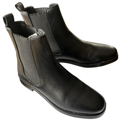 Pre-owned Suzanne Rae Leather Ankle Boots In Black