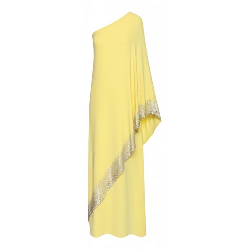 Pre-owned Oscar De La Renta Silk Maxi Dress In Yellow